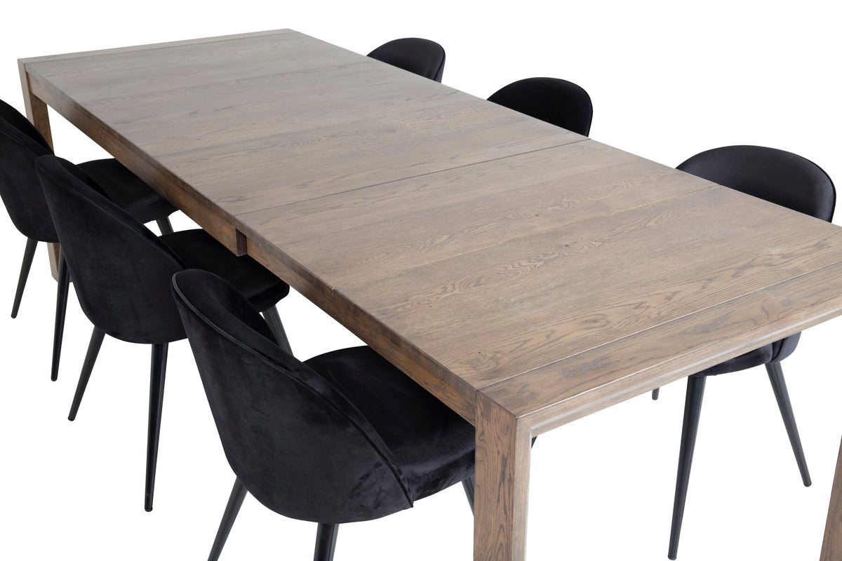 Slider Matbord med Velvet Stolarna – Bord: 75x170x95 Stol: 57x76,5x50