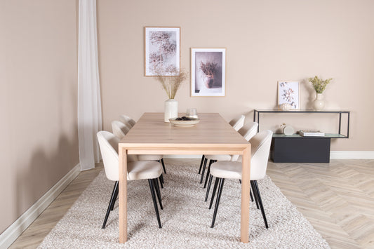 Slider Matbord med Velvet Stolarna – Bord: 75x170x95 Stol: 57x76,5x50