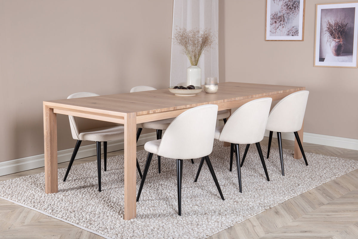 Slider Matbord med Velvet Stolarna – Bord: 75x170x95 Stol: 57x76,5x50