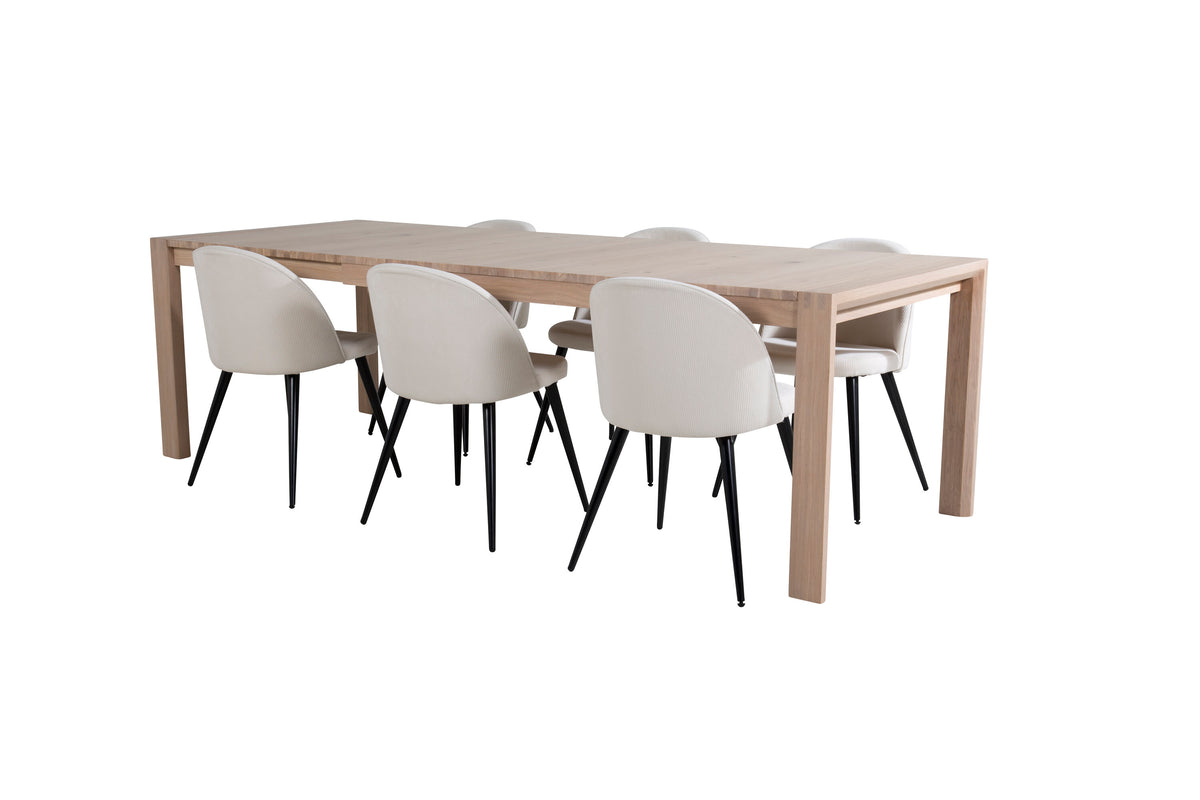 Slider Matbord med Velvet Stolarna – Bord: 75x170x95 Stol: 57x76,5x50
