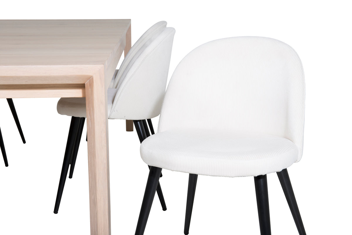 Slider Matbord med Velvet Stolarna – Bord: 75x170x95 Stol: 57x76,5x50