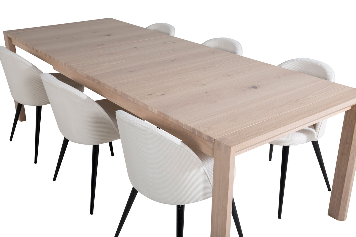 Slider Matbord med Velvet Stolarna – Bord: 75x170x95 Stol: 57x76,5x50