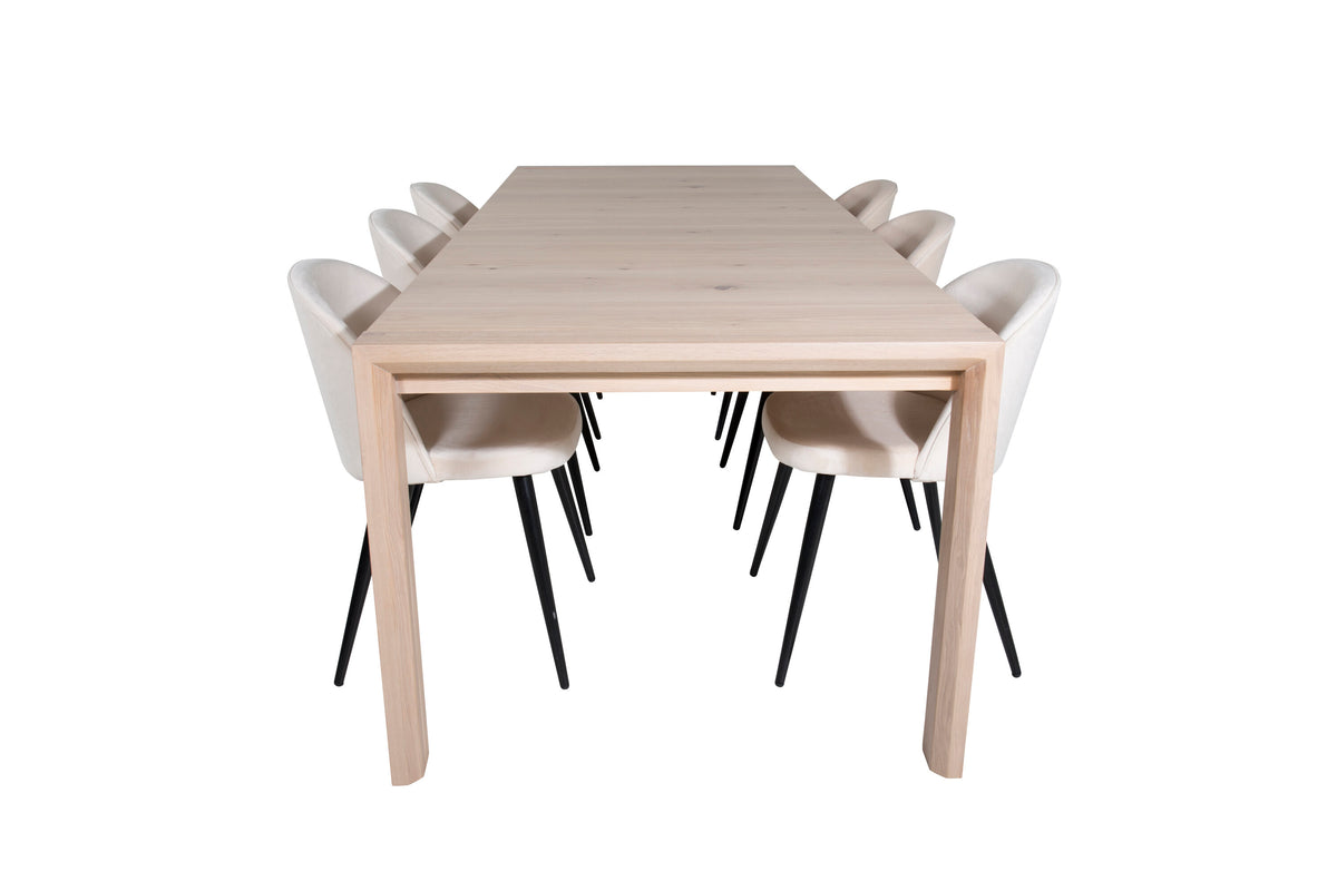 Slider Matbord med Velvet Stolarna – Bord: 75x170x95 Stol: 57x76,5x50