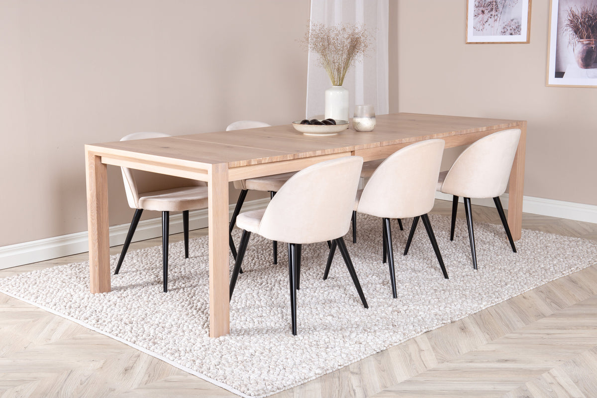 Slider Matbord med Velvet Stolarna – Bord: 75x170x95 Stol: 57x76,5x50