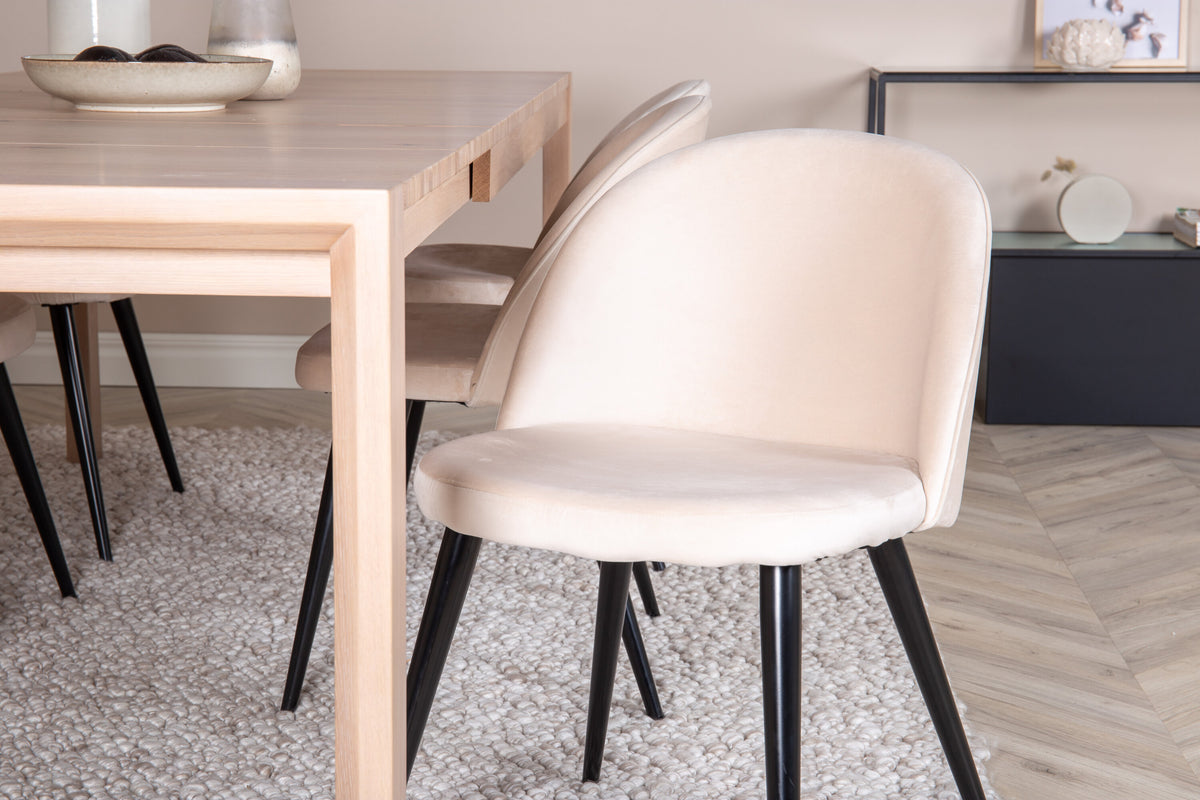 Slider Matbord med Velvet Stolarna – Bord: 75x170x95 Stol: 57x76,5x50