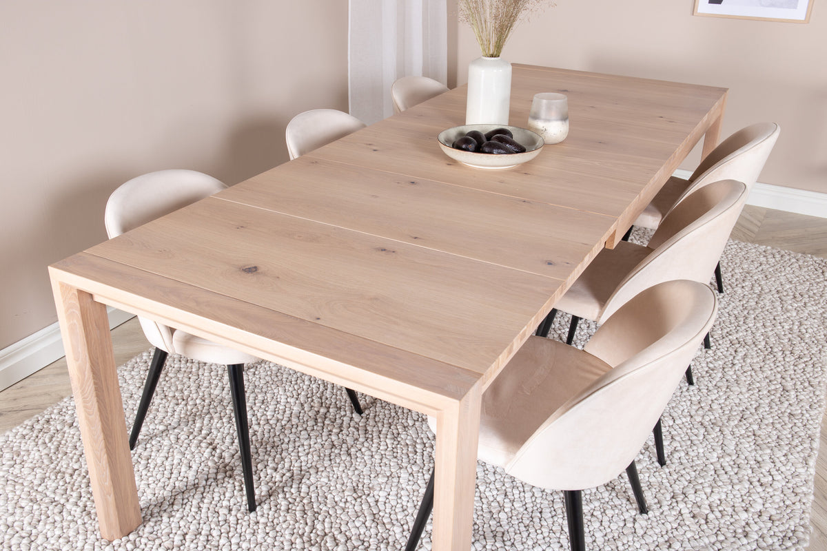 Slider Matbord med Velvet Stolarna – Bord: 75x170x95 Stol: 57x76,5x50