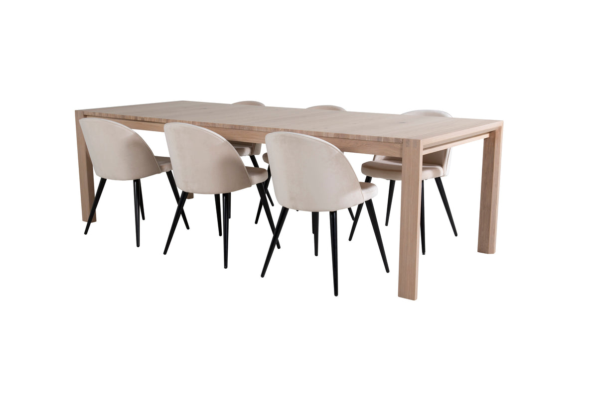 Slider Matbord med Velvet Stolarna – Bord: 75x170x95 Stol: 57x76,5x50