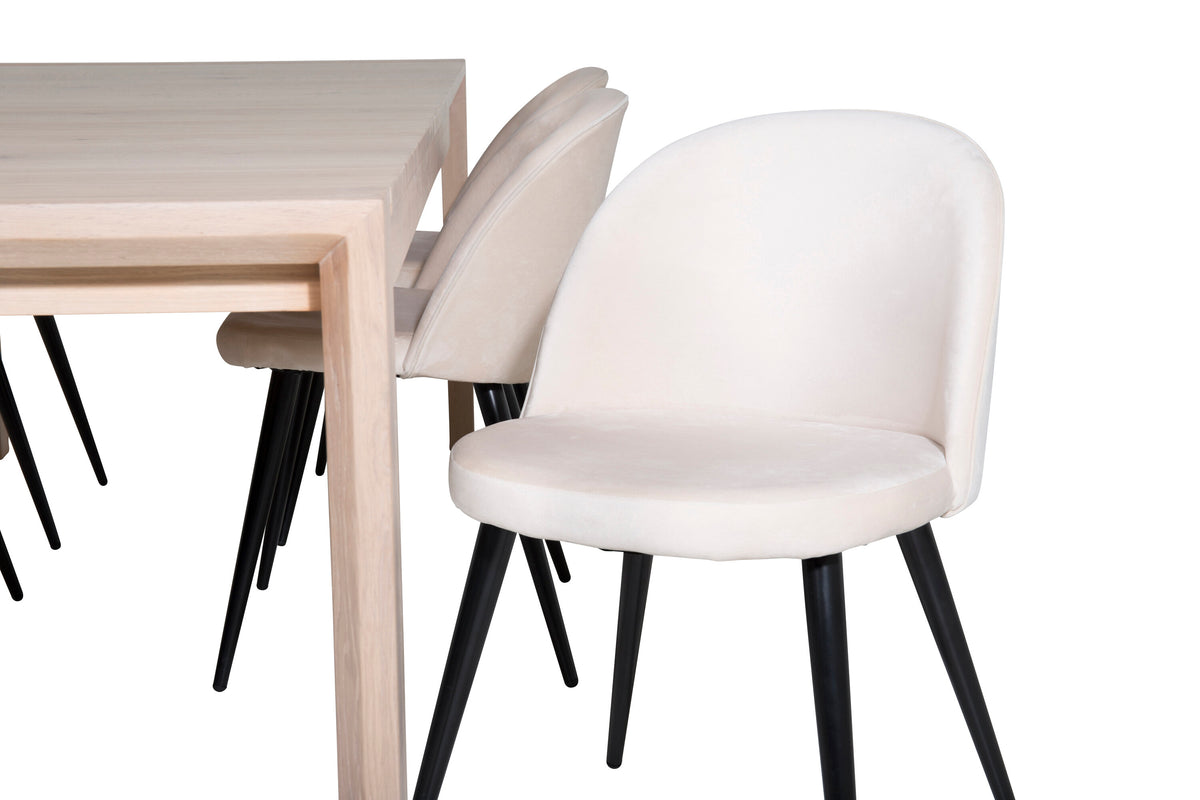 Slider Matbord med Velvet Stolarna – Bord: 75x170x95 Stol: 57x76,5x50