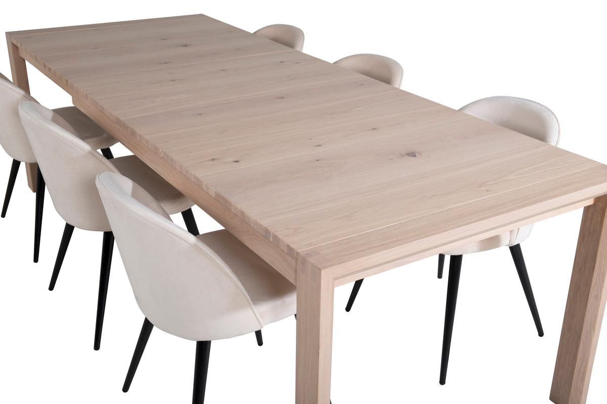 Slider Matbord med Velvet Stolarna – Bord: 75x170x95 Stol: 57x76,5x50