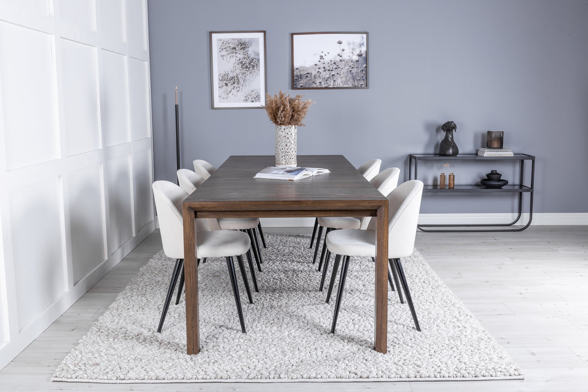 Slider Matbord med Velvet Stolarna – Bord: 75x160x85 Stol: 53,3x88x42,5
