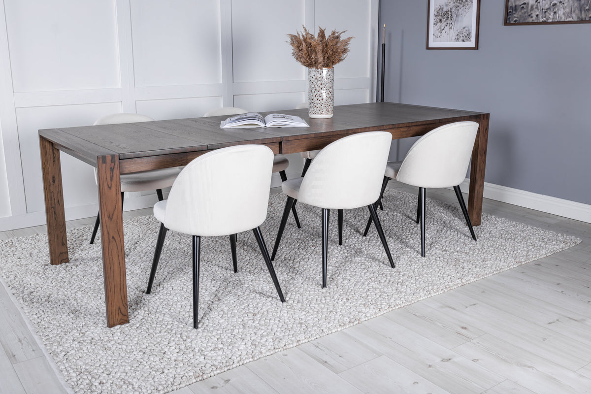 Slider Matbord med Velvet Stolarna – Bord: 75x160x85 Stol: 53,3x88x42,5