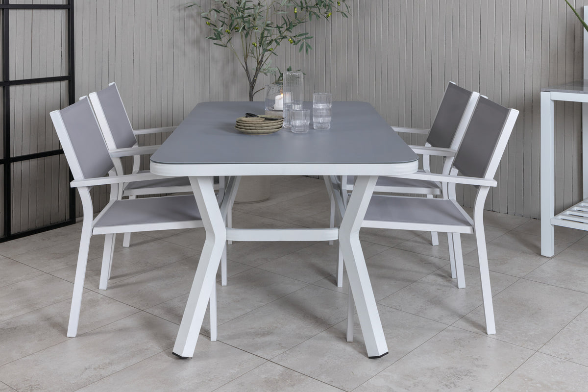 Virya Matbord med Copacabana Stolarna – Bord: 74x160x90 Stol: 60,5x88x56,5
