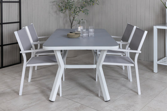 Virya Matbord med Copacabana Stolarna – Bord: 74x160x90 Stol: 60,5x88x56,5