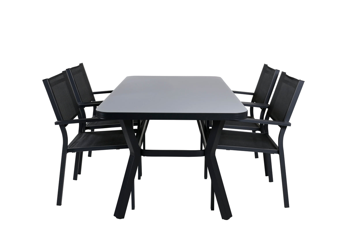 Virya Matbord med Copacabana Stolarna – Bord: 74x160x90 Stol: 60,5x88x56,5