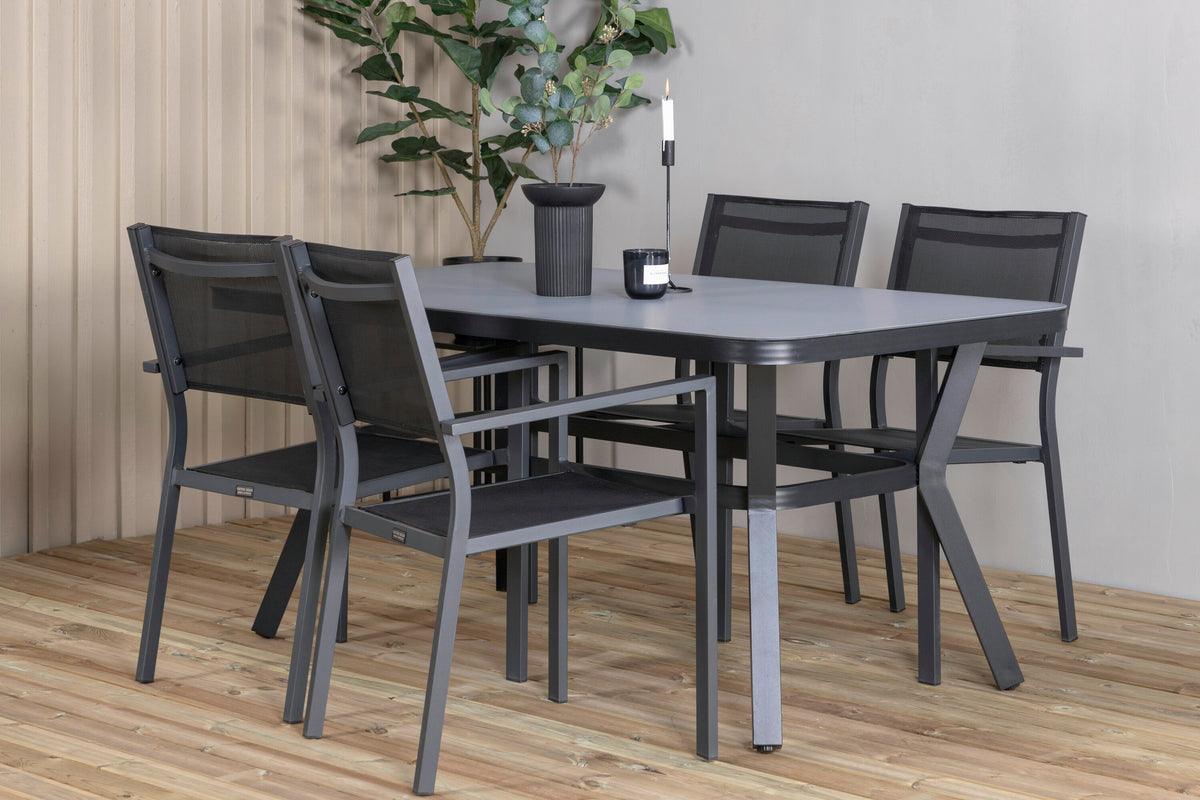 Virya Matbord med Copacabana Stolarna – Bord: 74x160x90 Stol: 60,5x88x56,5