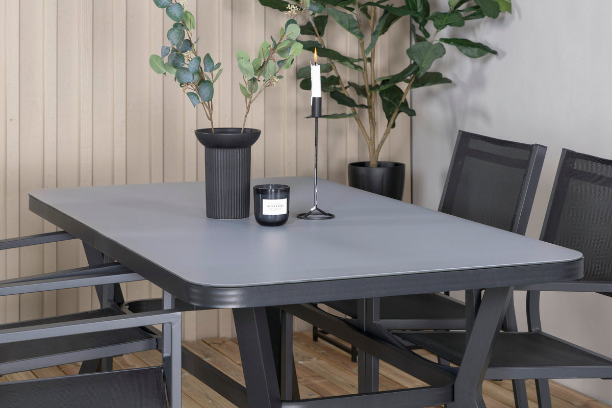 Virya Matbord med Copacabana Stolarna – Bord: 74x160x90 Stol: 60,5x88x56,5