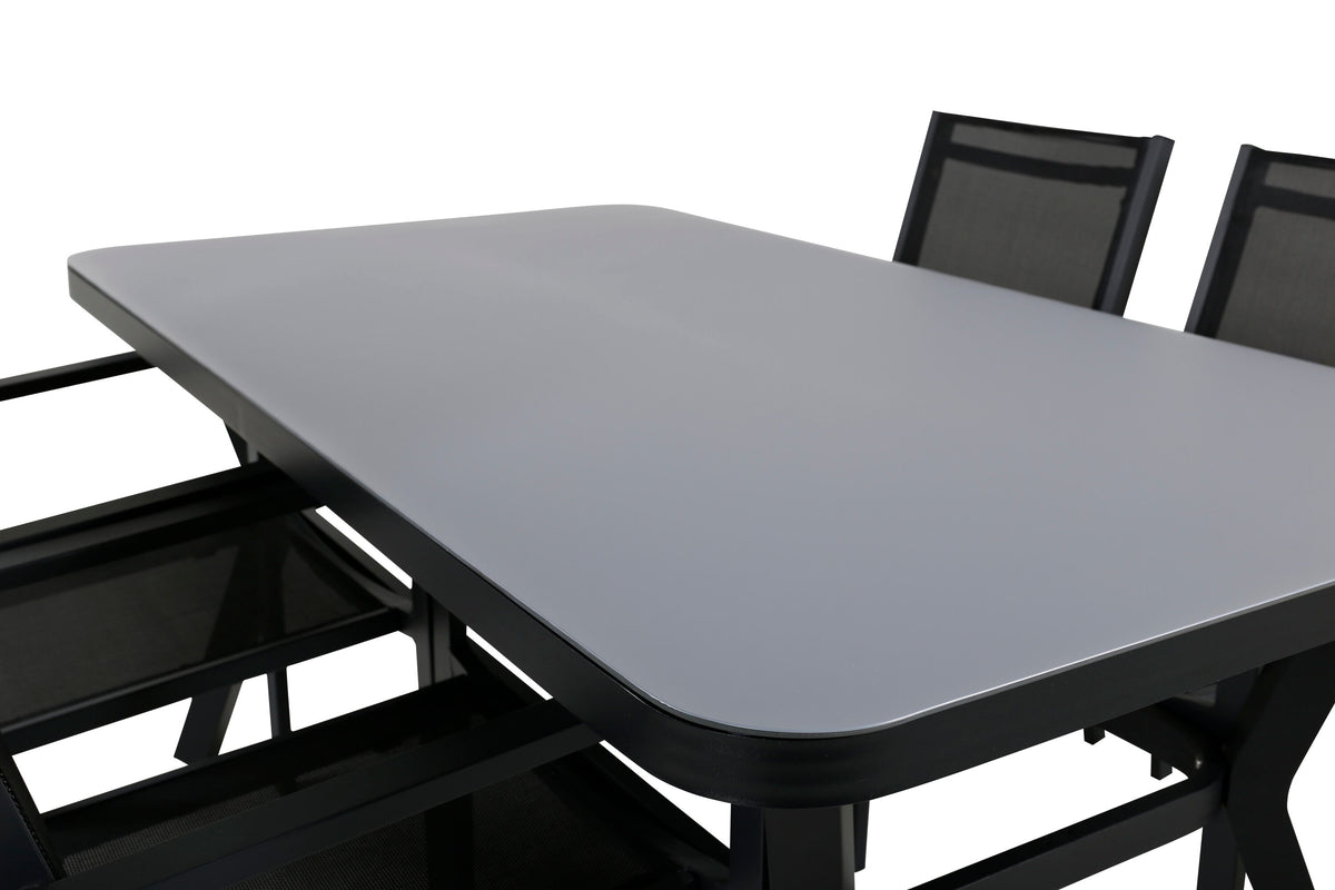 Virya Matbord med Copacabana Stolarna – Bord: 74x160x90 Stol: 60,5x88x56,5