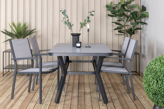 Virya Matbord med Copacabana Stolarna – Bord: 74x160x90 Stol: 60x88x56,5