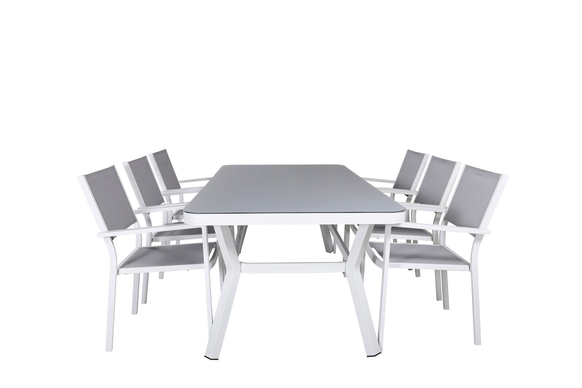 Virya Matbord med Copacabana Stolarna – Bord: 74x200x100 Stol: 60,5x88x56,5