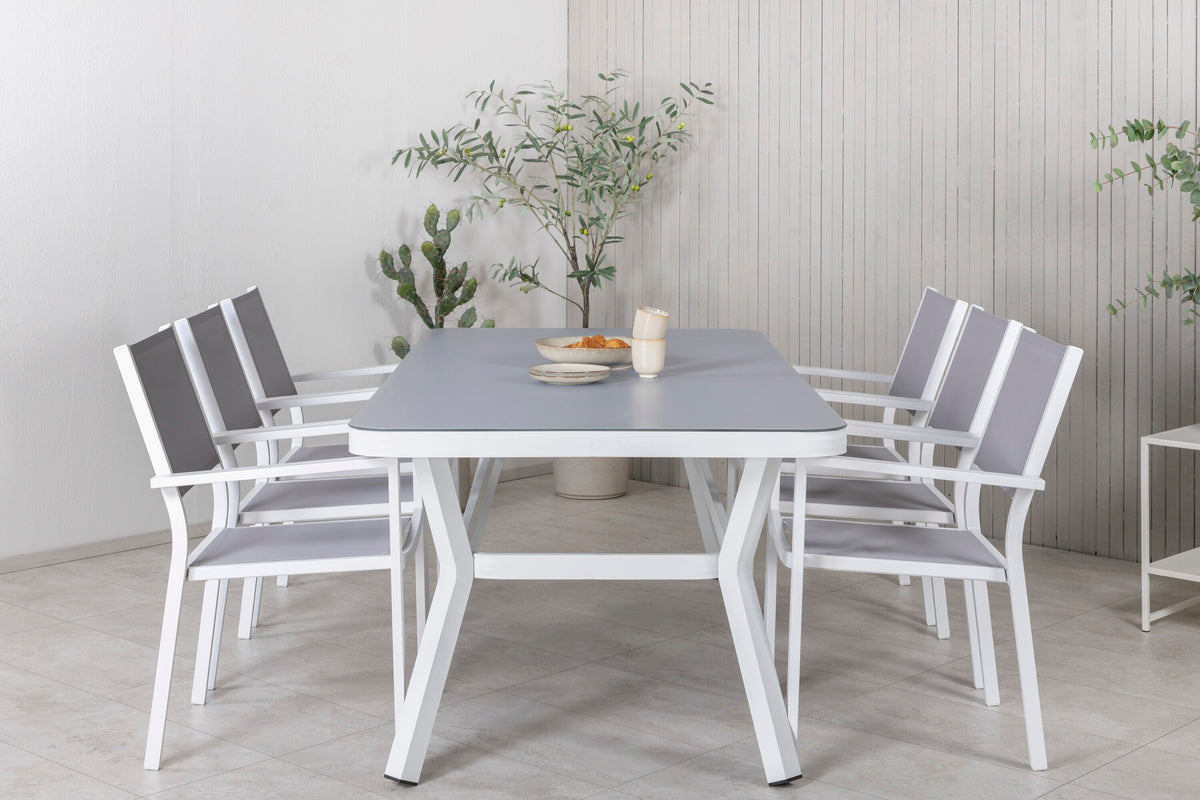 Virya Matbord med Copacabana Stolarna – Bord: 74x200x100 Stol: 60,5x88x56,5
