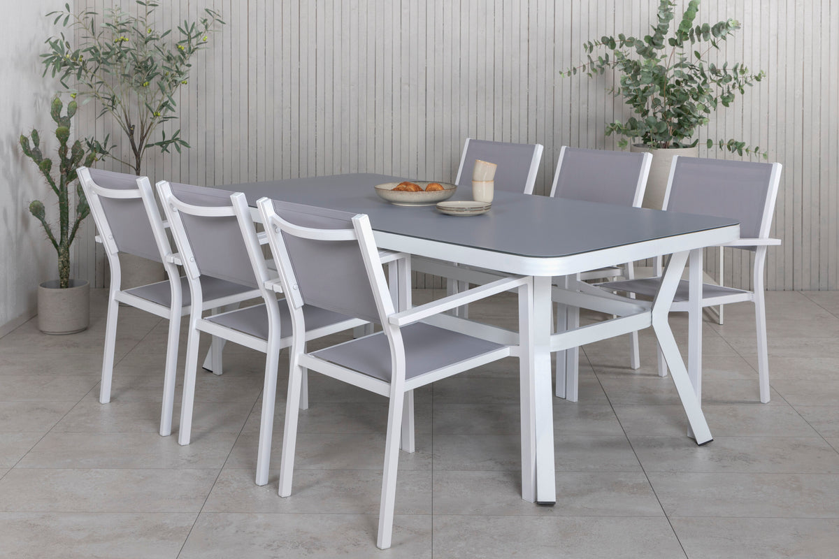 Virya Matbord med Copacabana Stolarna – Bord: 74x200x100 Stol: 60,5x88x56,5