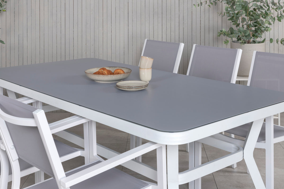 Virya Matbord med Copacabana Stolarna – Bord: 74x200x100 Stol: 60,5x88x56,5