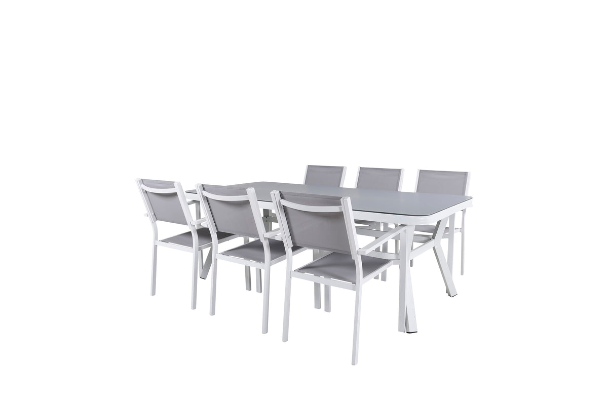 Virya Matbord med Copacabana Stolarna – Bord: 74x200x100 Stol: 60,5x88x56,5