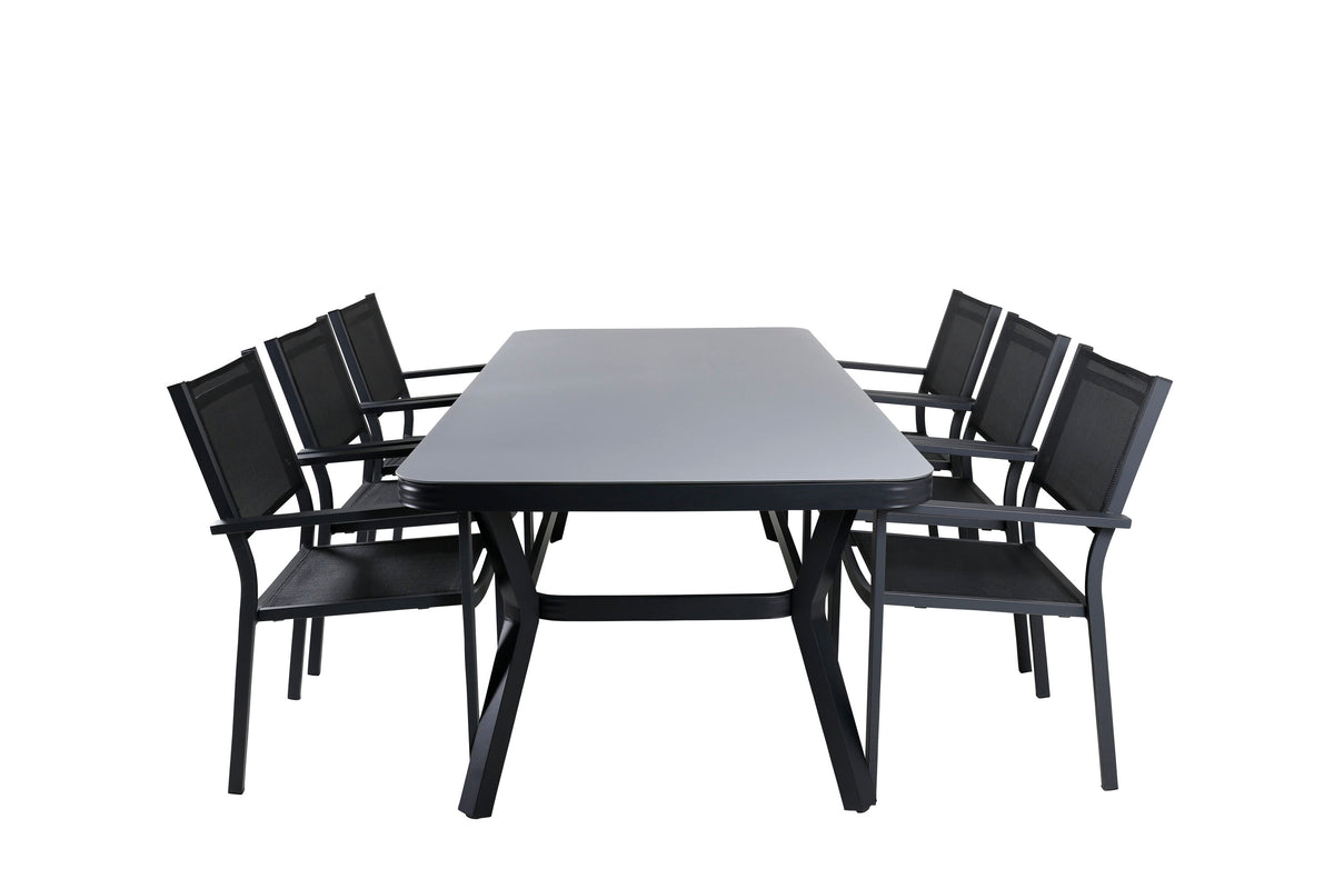 Virya Matbord med Copacabana Stolarna – Bord: 74x200x100 Stol: 60,5x88x56,5