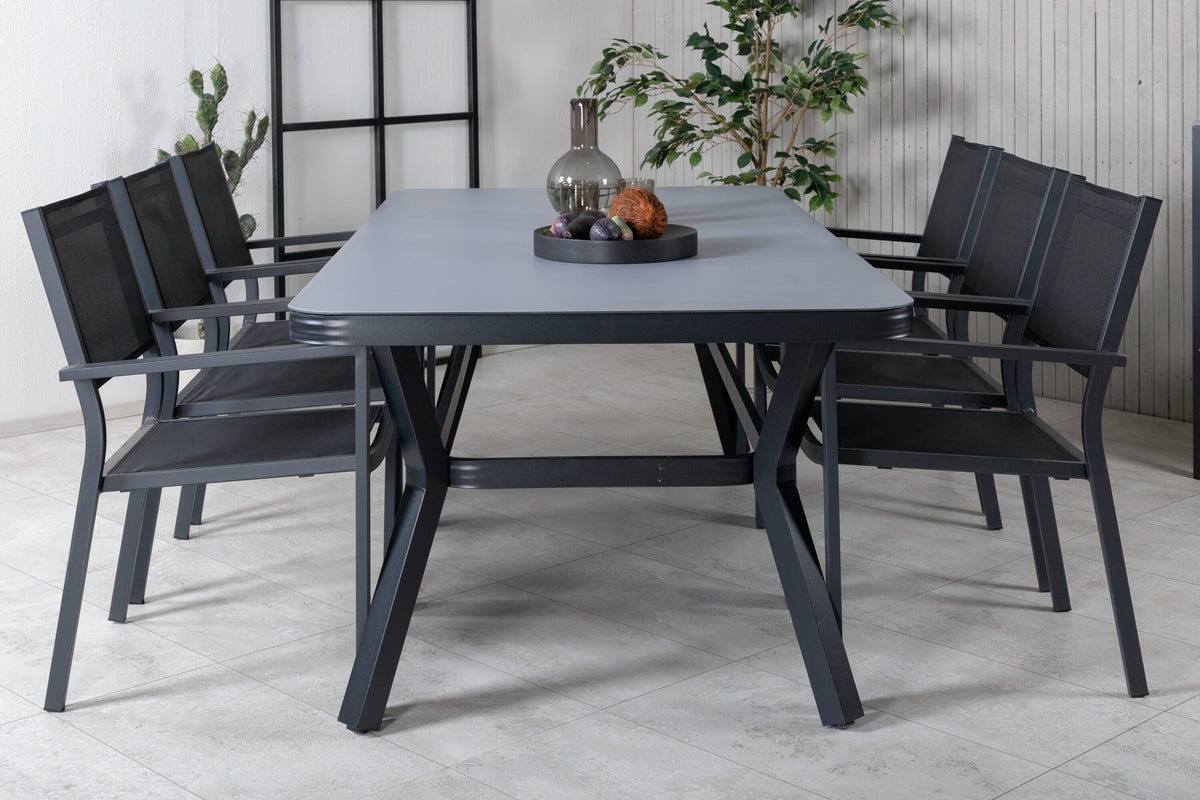 Virya Matbord med Copacabana Stolarna – Bord: 74x200x100 Stol: 60,5x88x56,5