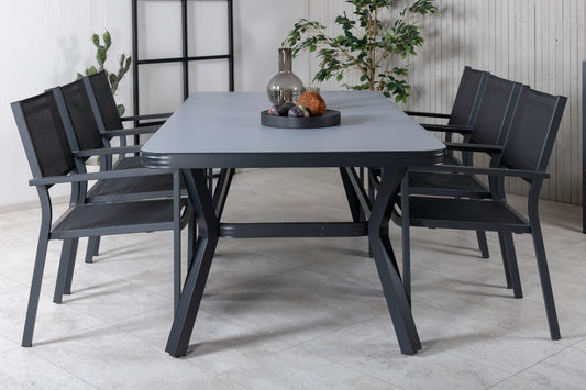 Virya Matbord med Copacabana Stolarna – Bord: 74x200x100 Stol: 60,5x88x56,5
