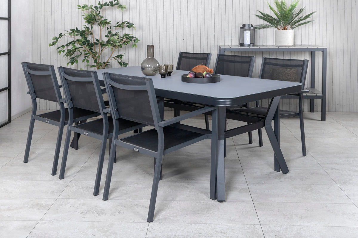 Virya Matbord med Copacabana Stolarna – Bord: 74x200x100 Stol: 60,5x88x56,5