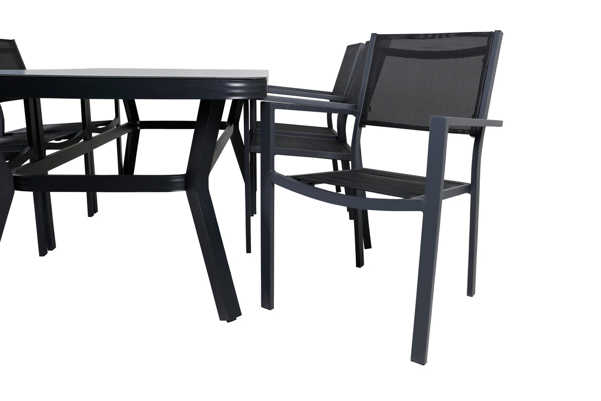 Virya Matbord med Copacabana Stolarna – Bord: 74x200x100 Stol: 60,5x88x56,5