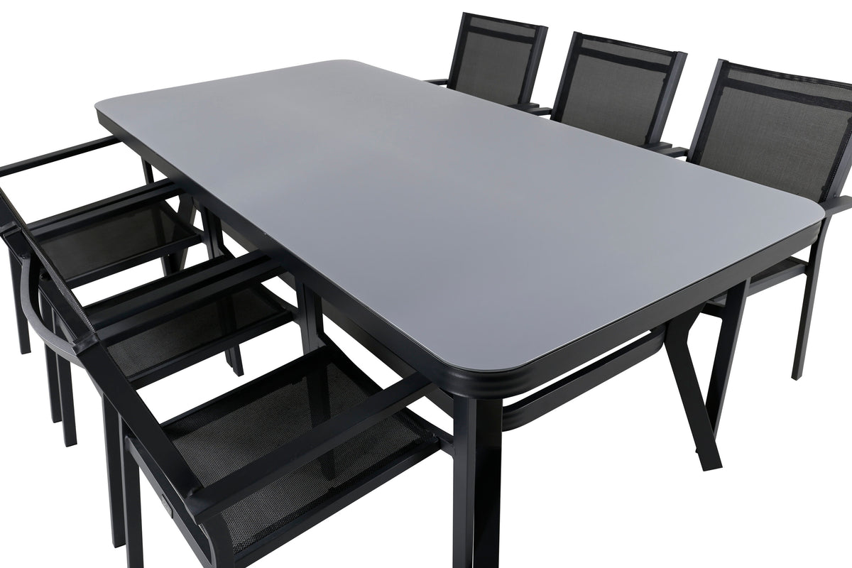 Virya Matbord med Copacabana Stolarna – Bord: 74x200x100 Stol: 60,5x88x56,5