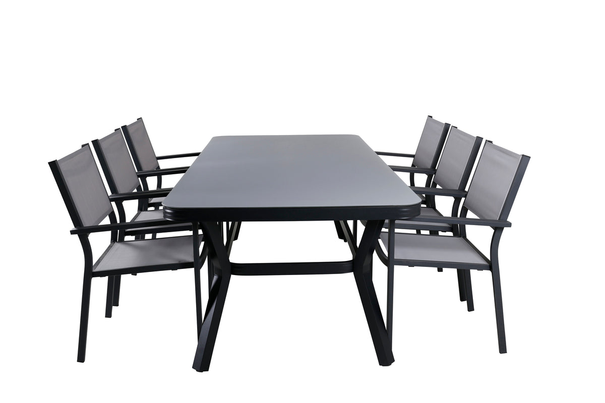Virya Matbord med Copacabana Stolarna – Bord: 74x200x100 Stol: 60,5x88x56,5