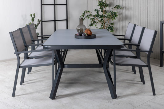 Virya Matbord med Copacabana Stolarna – Bord: 74x200x100 Stol: 60,5x88x56,5