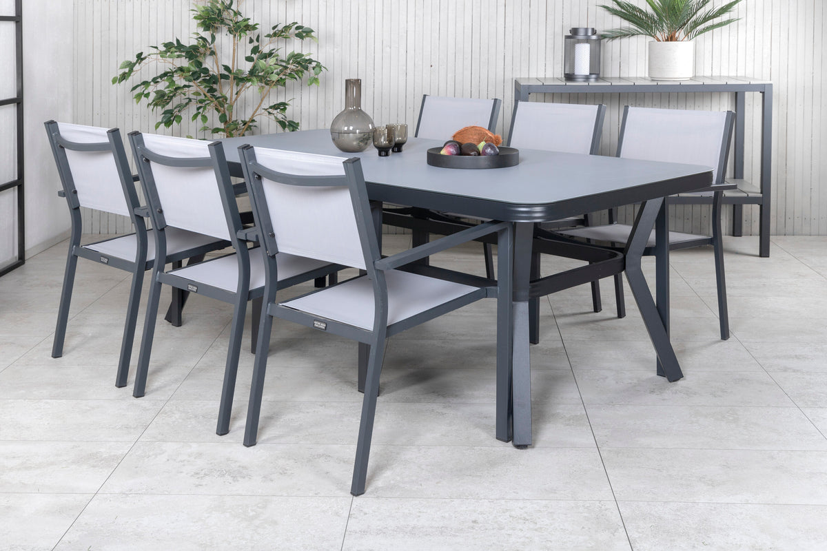 Virya Matbord med Copacabana Stolarna – Bord: 74x200x100 Stol: 60,5x88x56,5