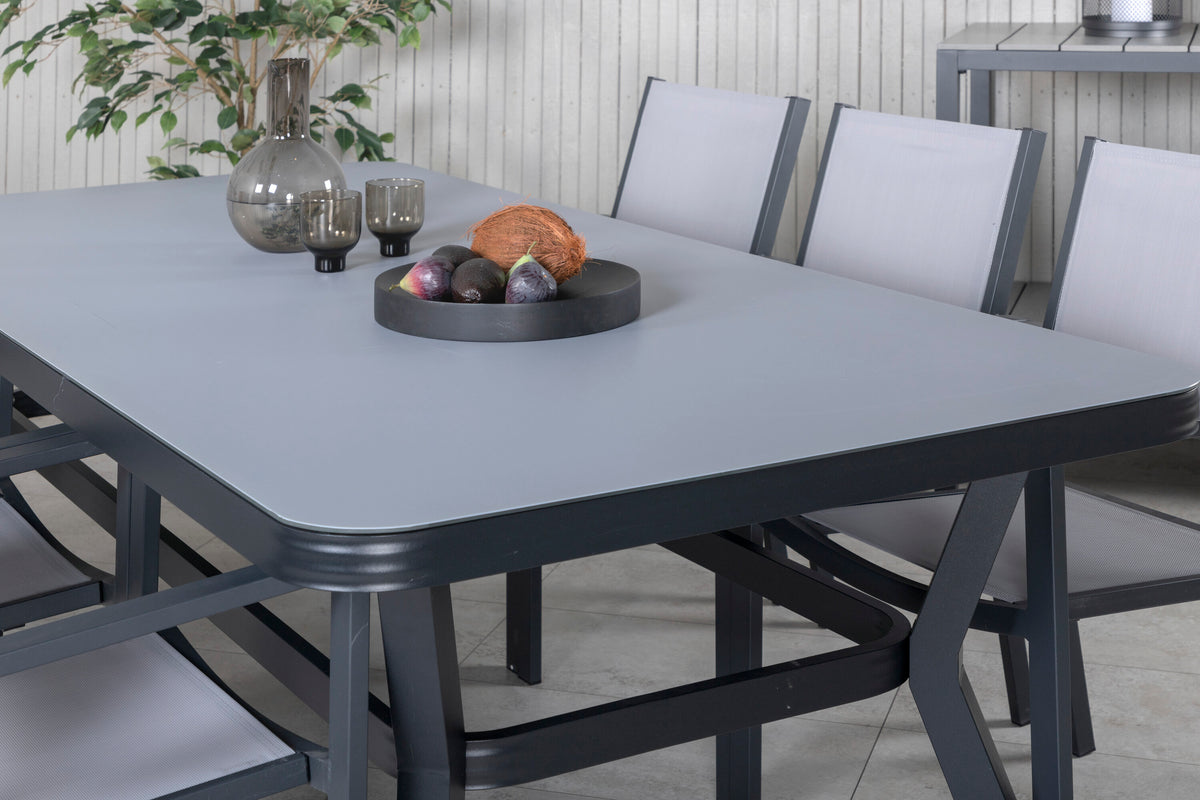 Virya Matbord med Copacabana Stolarna – Bord: 74x200x100 Stol: 60,5x88x56,5