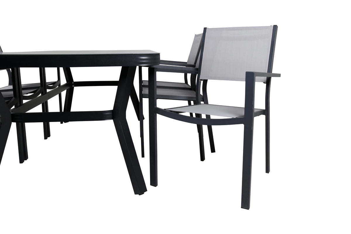 Virya Matbord med Copacabana Stolarna – Bord: 74x200x100 Stol: 60,5x88x56,5