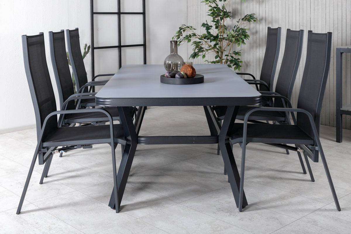 Virya Matbord med Copacabana Stolarna – Bord: 74x200x100 Stol: 65x110x56,5