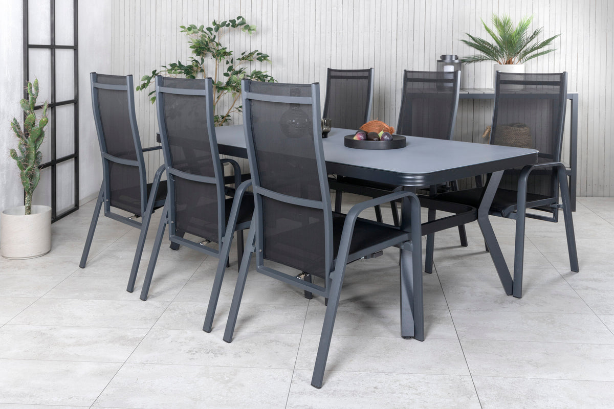 Virya Matbord med Copacabana Stolarna – Bord: 74x200x100 Stol: 65x110x56,5