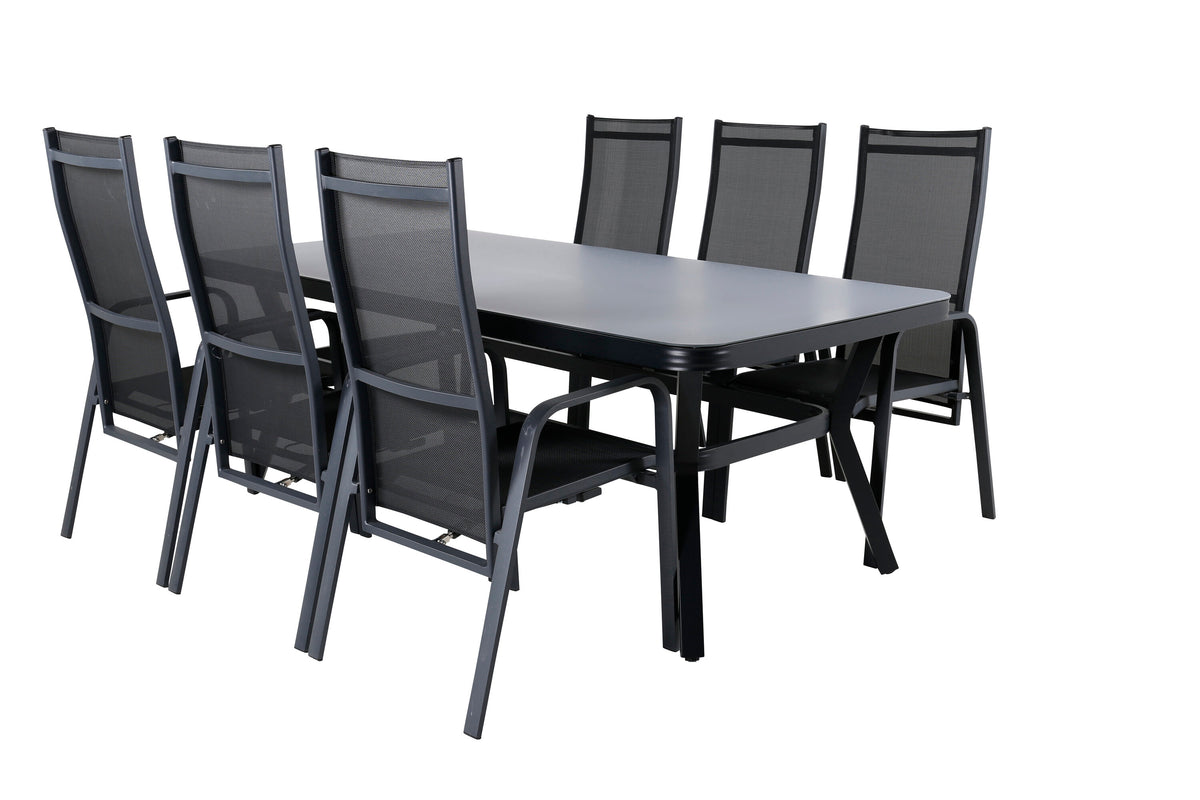 Virya Matbord med Copacabana Stolarna – Bord: 74x200x100 Stol: 65x110x56,5