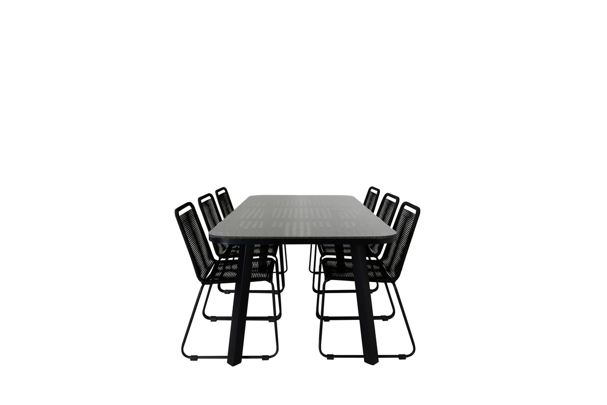 Paola Matbord med Lindos Stolarna – Bord: 74x200x100 Stol: 59x86x57
