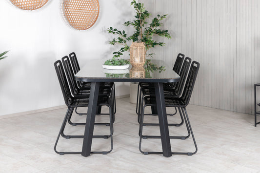 Paola Matbord med Lindos Stolarna – Bord: 74x200x100 Stol: 59x86x57