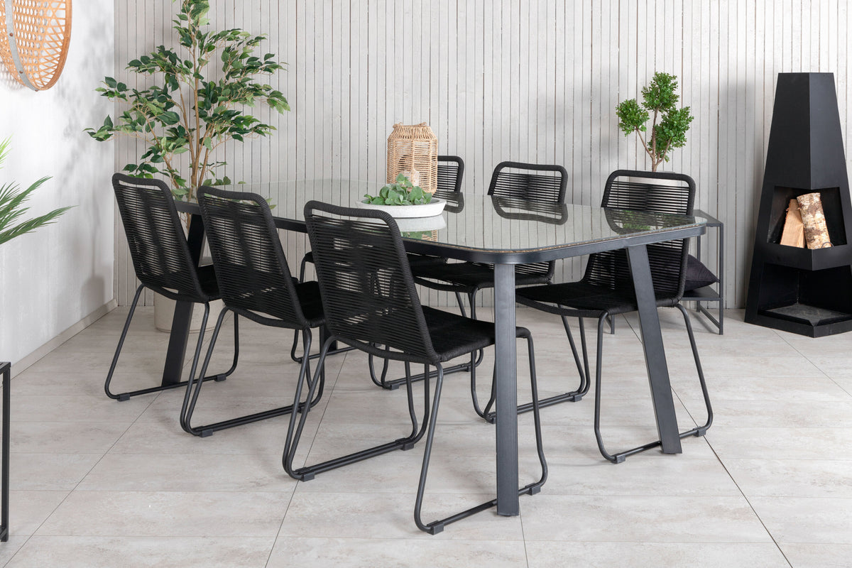 Paola Matbord med Lindos Stolarna – Bord: 74x200x100 Stol: 59x86x57