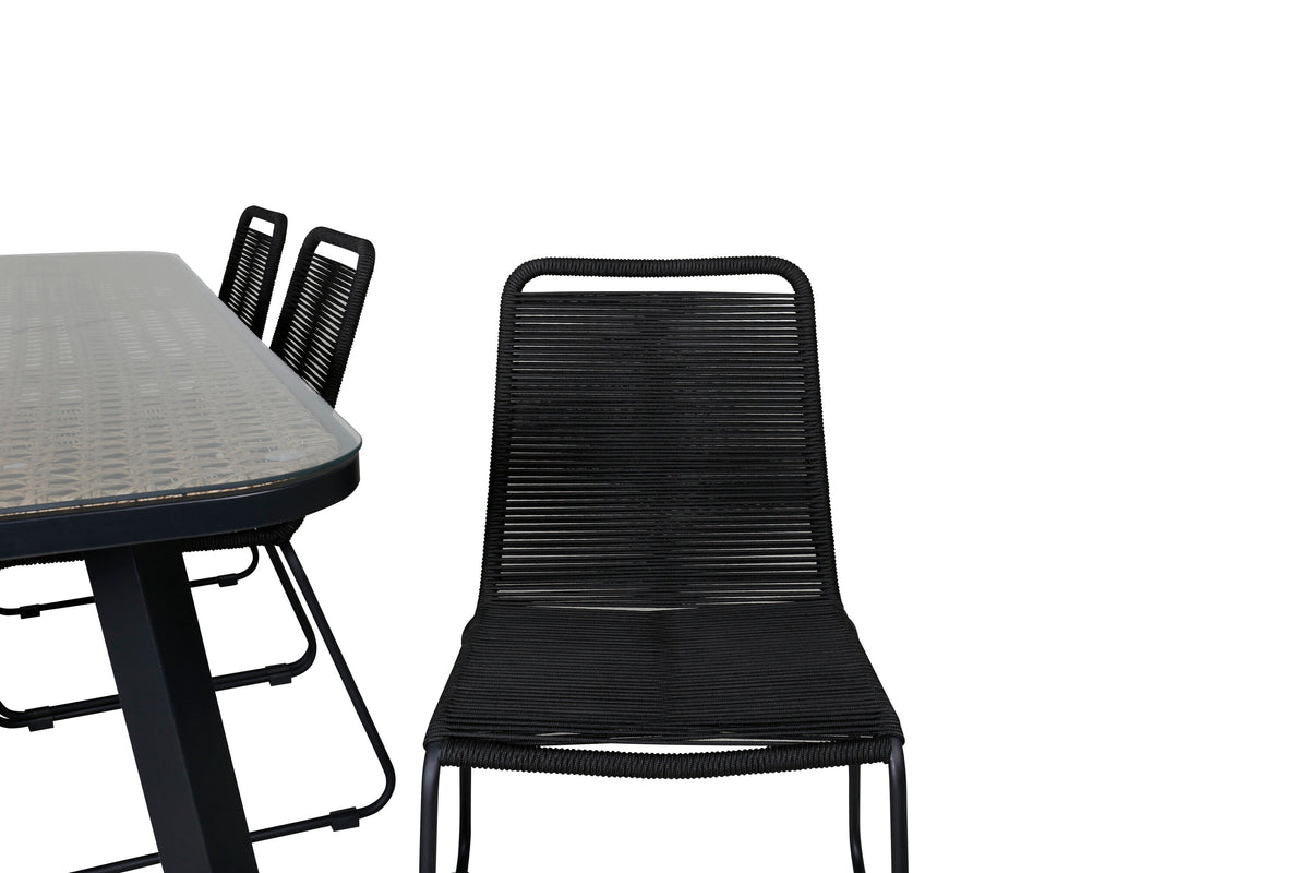 Paola Matbord med Lindos Stolarna – Bord: 74x200x100 Stol: 59x86x57