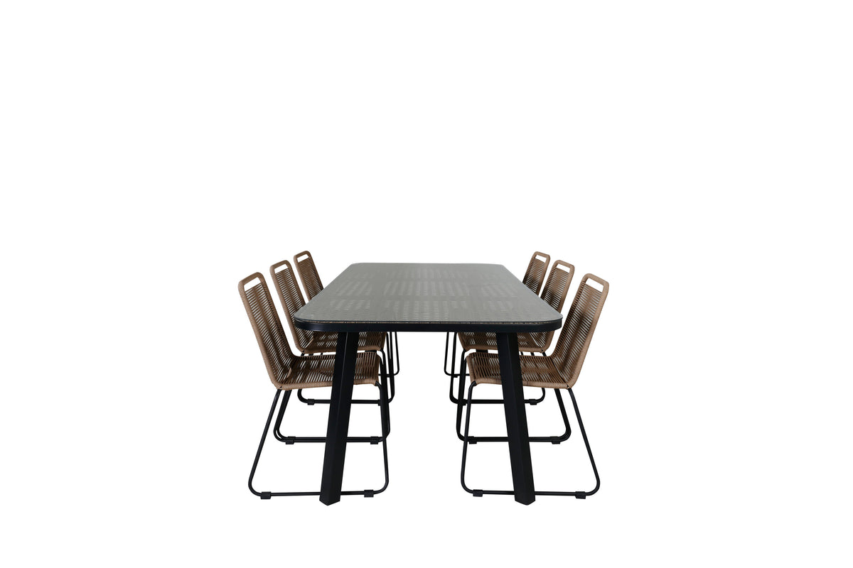 Paola Matbord med Lindos Stolarna – Bord: 74x200x100 Stol: 59x86x57