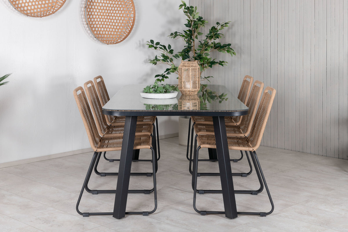 Paola Matbord med Lindos Stolarna – Bord: 74x200x100 Stol: 59x86x57