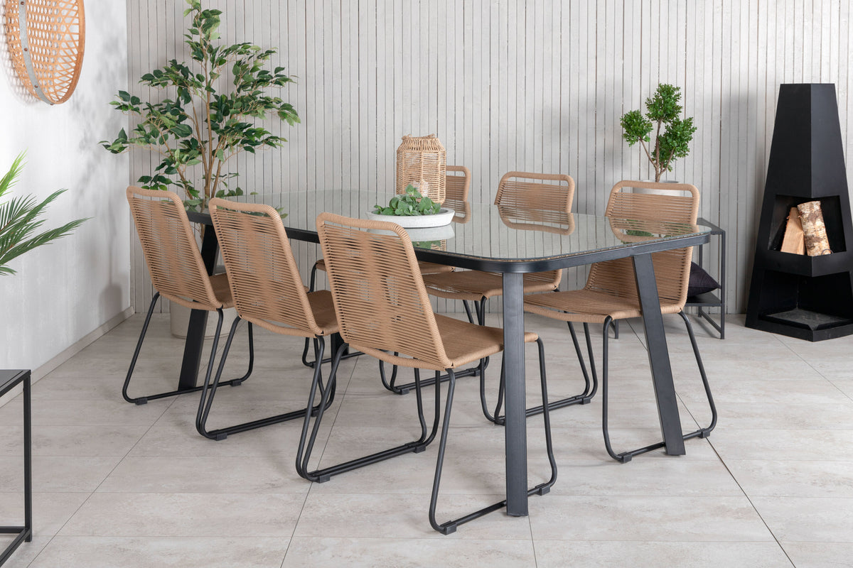 Paola Matbord med Lindos Stolarna – Bord: 74x200x100 Stol: 59x86x57