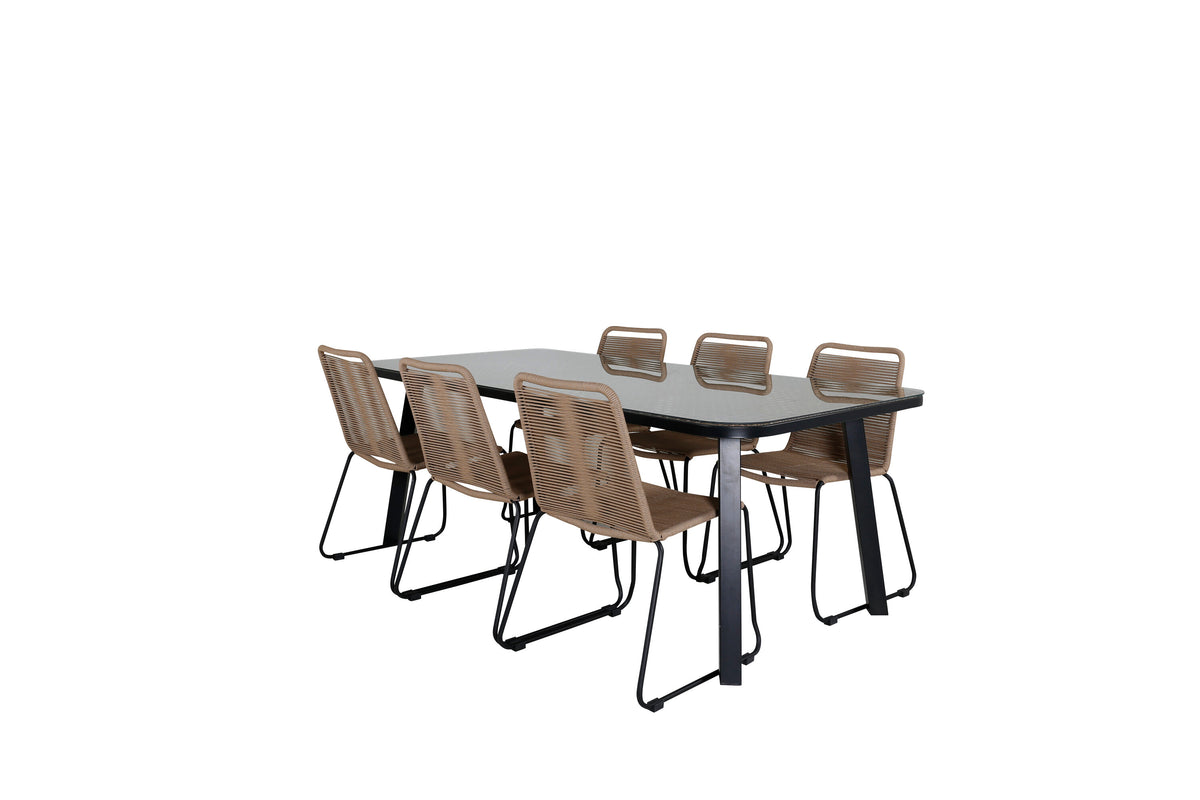 Paola Matbord med Lindos Stolarna – Bord: 74x200x100 Stol: 59x86x57