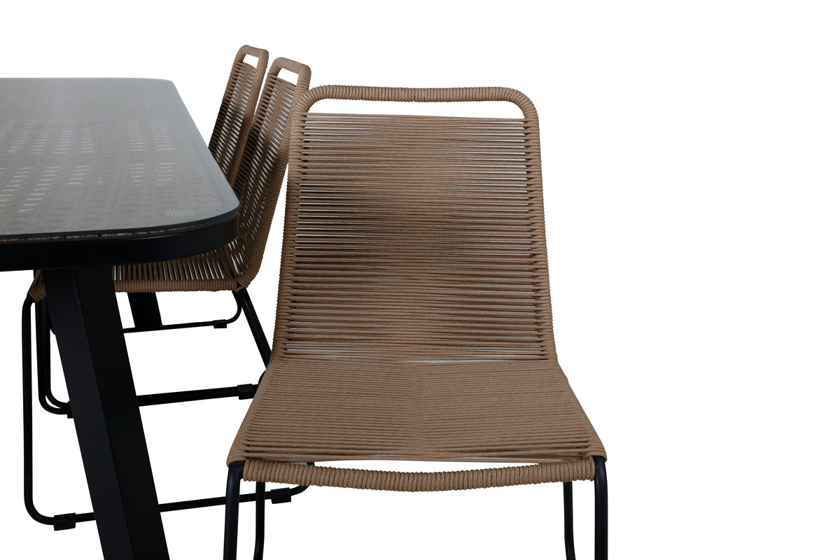 Paola Matbord med Lindos Stolarna – Bord: 74x200x100 Stol: 59x86x57
